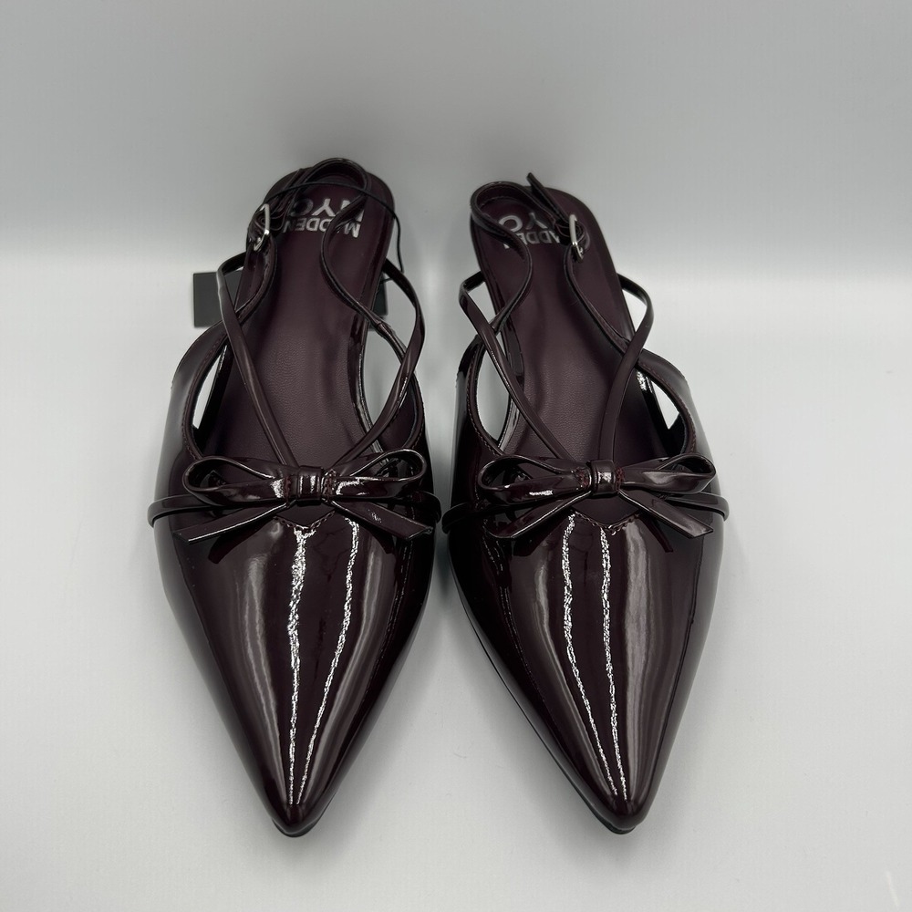 Madden NYC Women's Burgundy Patent Pointed Slingback Heels - Picture 5 of 7